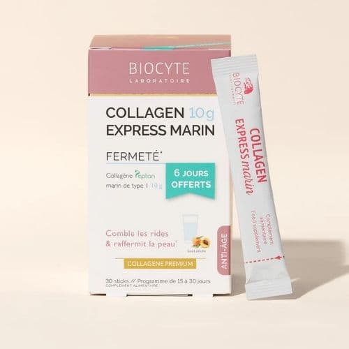 Complement Alimentaire pour Combler les rides &amp; raffermir la peau COLLAGEN EXPRESS MARIN BIOCYTE 30 sticks